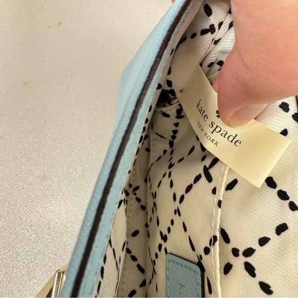 Kate Spade Mint Green Leather Square Clutch Handbag Purse Silver Hardware - Picture 11 of 13